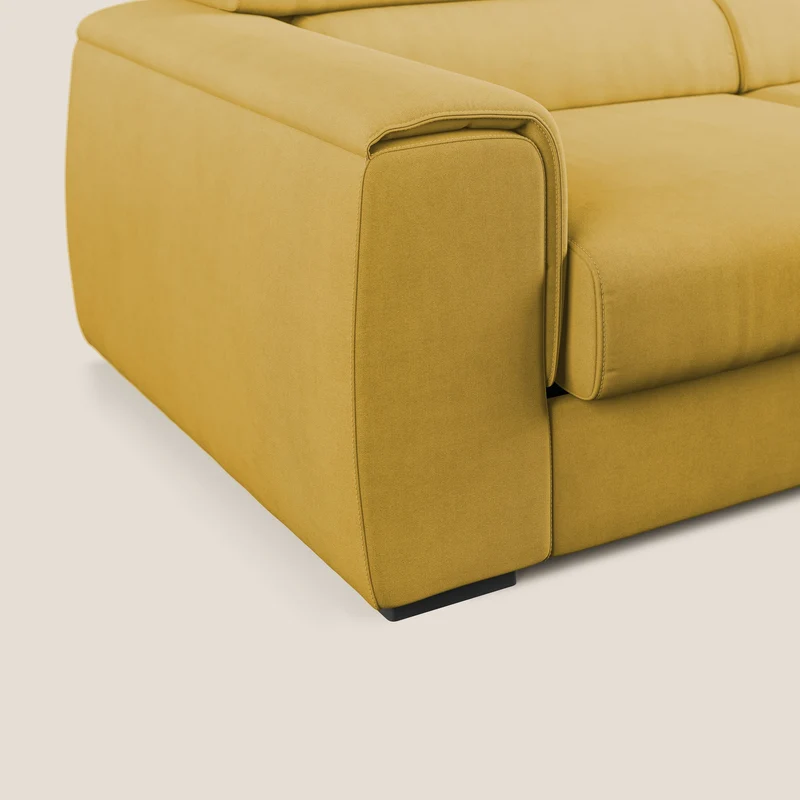 Zeno canapé d'angle et pouf extractible en tissu doux imperméable T02 jaune