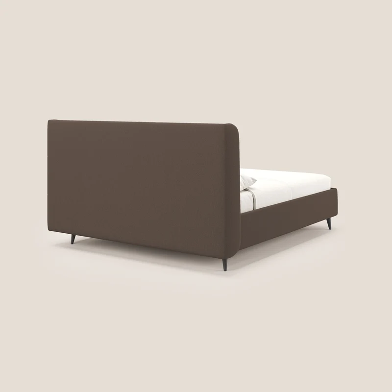 Nadine lit coffre de design et confort italien en tissu imperméable T19 marron