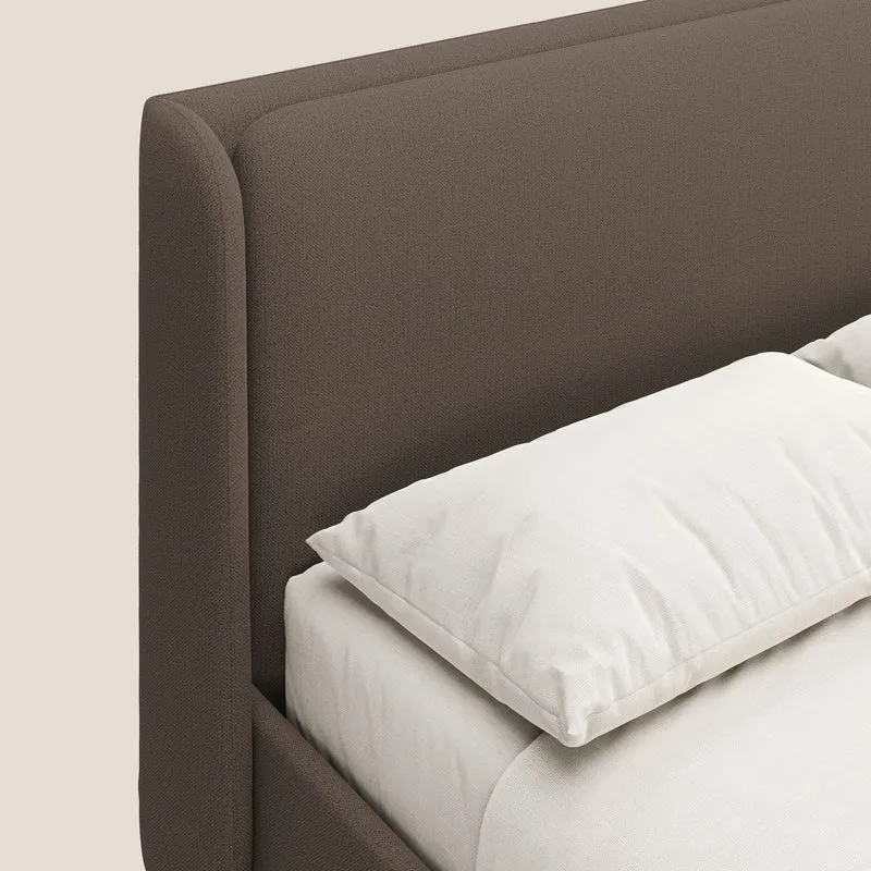Nadine lit coffre de design et confort italien en tissu imperméable T19 marron