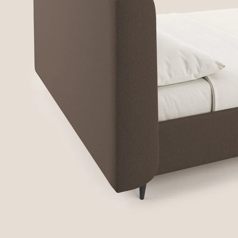 Nadine lit coffre de design et confort italien en tissu imperméable T19 marron