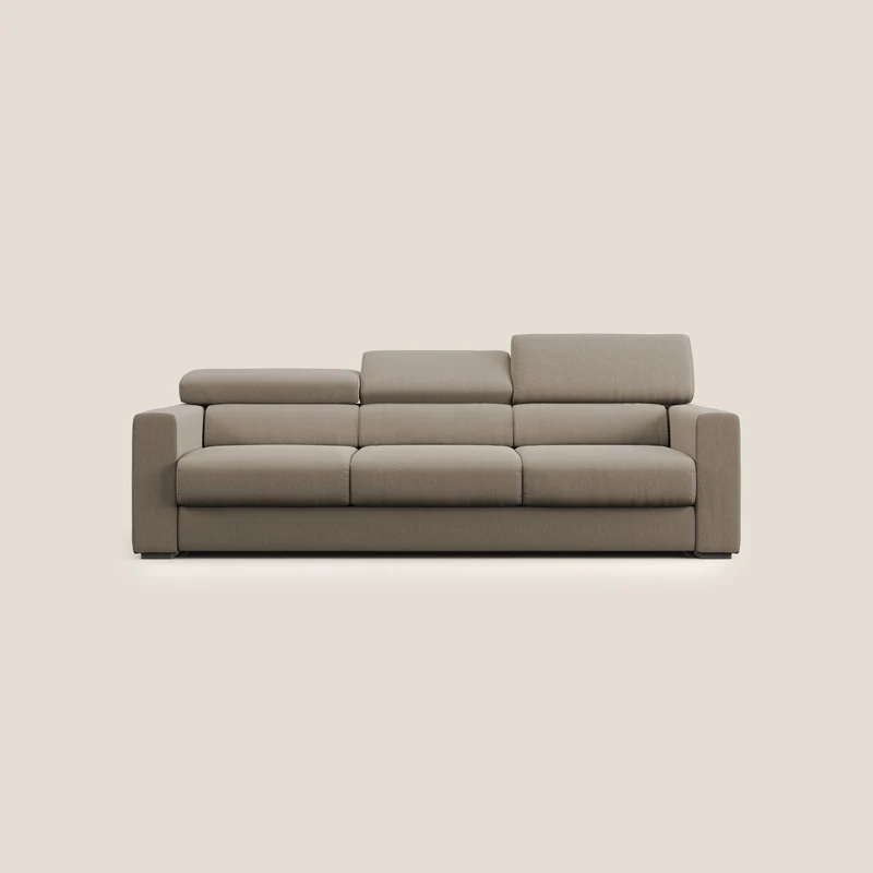 Dylan canapé avec pouf extractible à 3 assises en tissu effet coton imperméable T13 beige