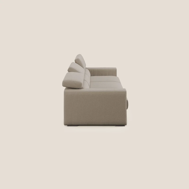 Dylan canapé avec pouf extractible à 3 assises en tissu effet coton imperméable T13 beige