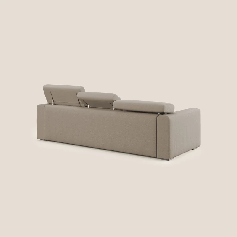 Dylan canapé avec pouf extractible à 3 assises en tissu effet coton imperméable T13 beige