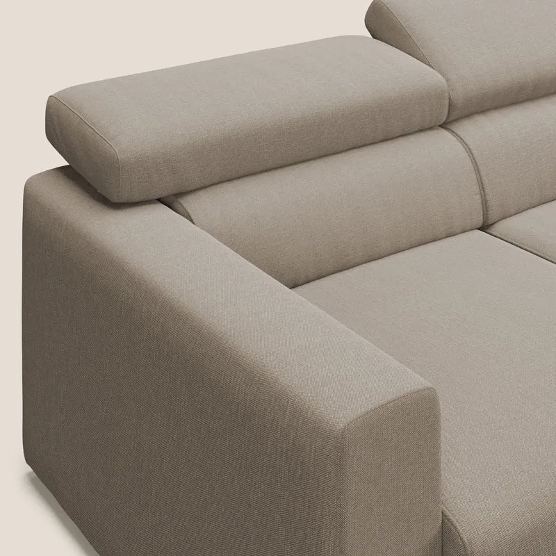 Dylan canapé avec pouf extractible à 3 assises en tissu effet coton imperméable T13 beige