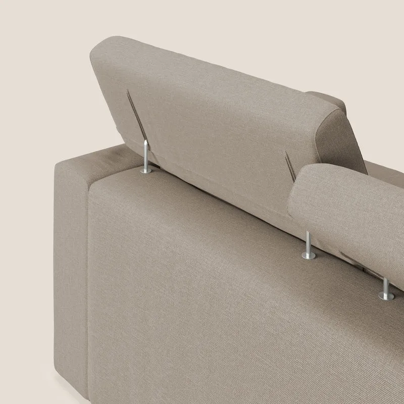 Dylan canapé avec pouf extractible à 3 assises en tissu effet coton imperméable T13 beige