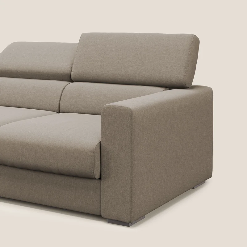 Dylan canapé avec pouf extractible à 3 assises en tissu effet coton imperméable T13 beige