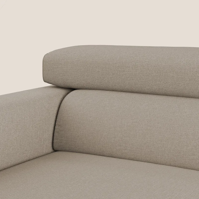 Dylan canapé avec pouf extractible à 3 assises en tissu effet coton imperméable T13 beige