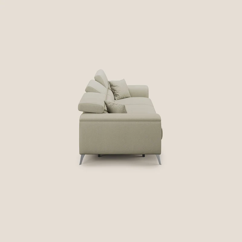 Fusion Canapé avec 3 assises coulissantes en tissu doux antitache T05 crème