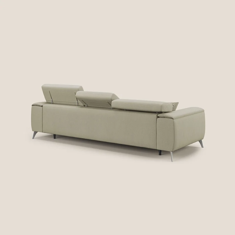 Fusion Canapé avec 3 assises coulissantes en tissu doux antitache T05 crème
