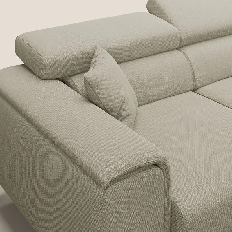 Fusion Canapé avec 3 assises coulissantes en tissu doux antitache T05 crème