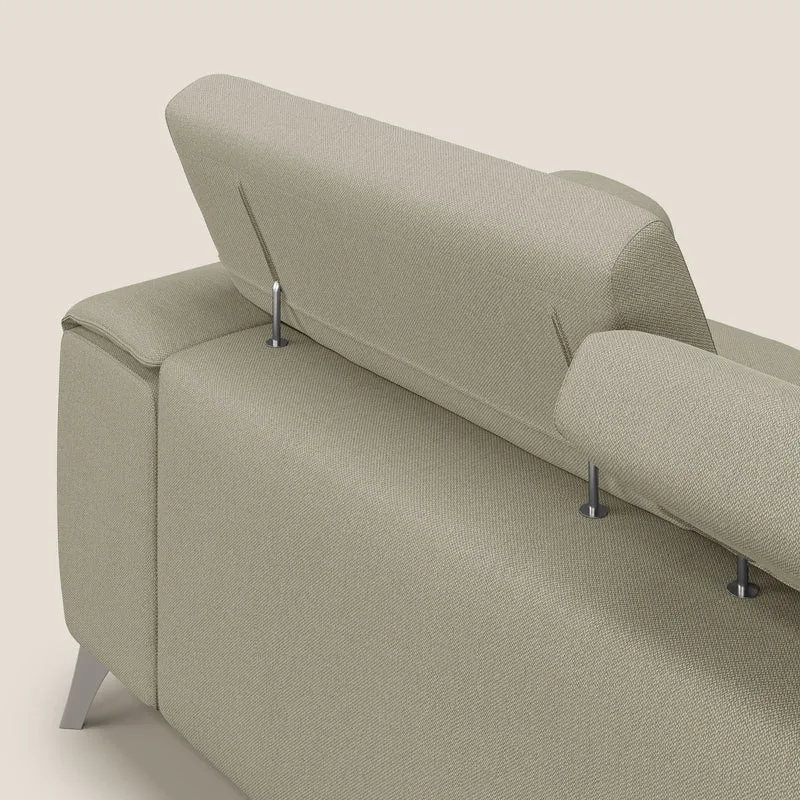 Fusion Canapé avec 3 assises coulissantes en tissu doux antitache T05 crème
