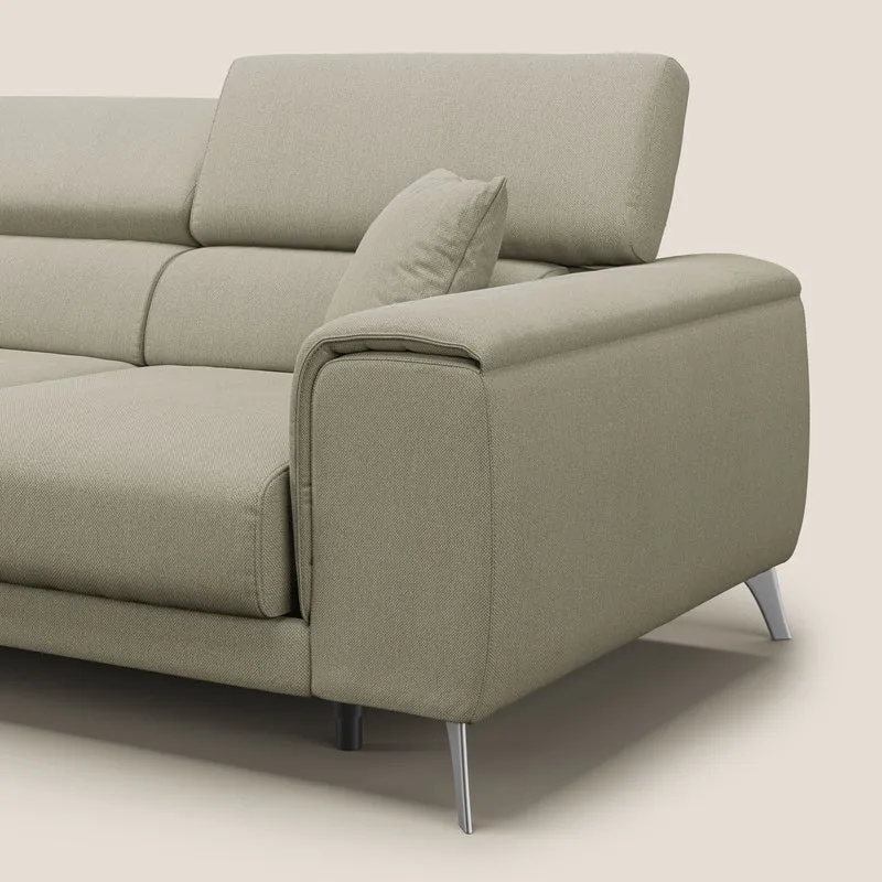 Fusion Canapé avec 3 assises coulissantes en tissu doux antitache T05 crème