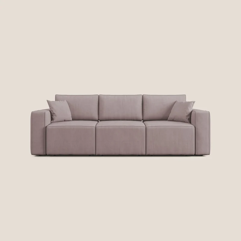 Morfeo Canapé avec 3 assises extractibles en tissu doux imperméable T02 rose