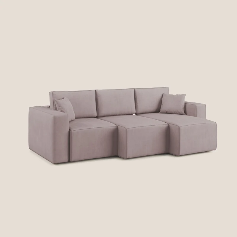 Morfeo Canapé avec 3 assises extractibles en tissu doux imperméable T02 rose