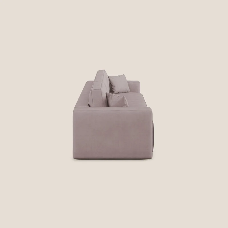 Morfeo Canapé avec 3 assises extractibles en tissu doux imperméable T02 rose