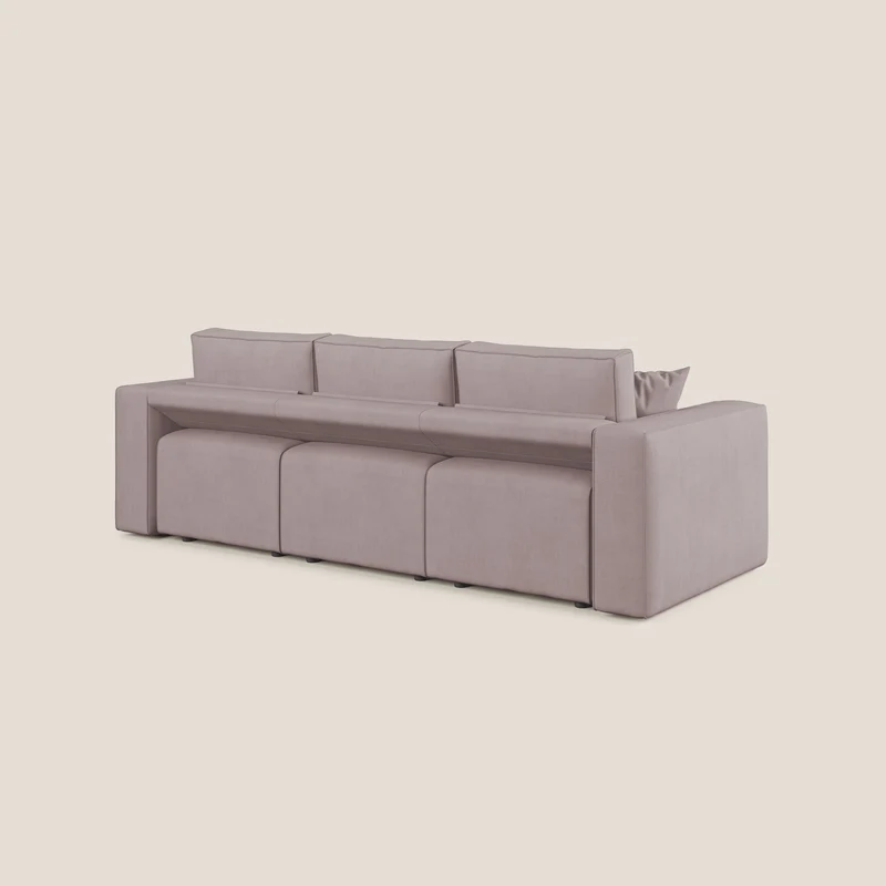 Morfeo Canapé avec 3 assises extractibles en tissu doux imperméable T02 rose