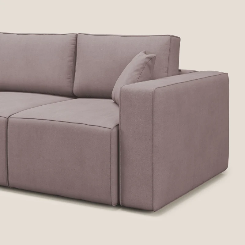 Morfeo Canapé avec 3 assises extractibles en tissu doux imperméable T02 rose
