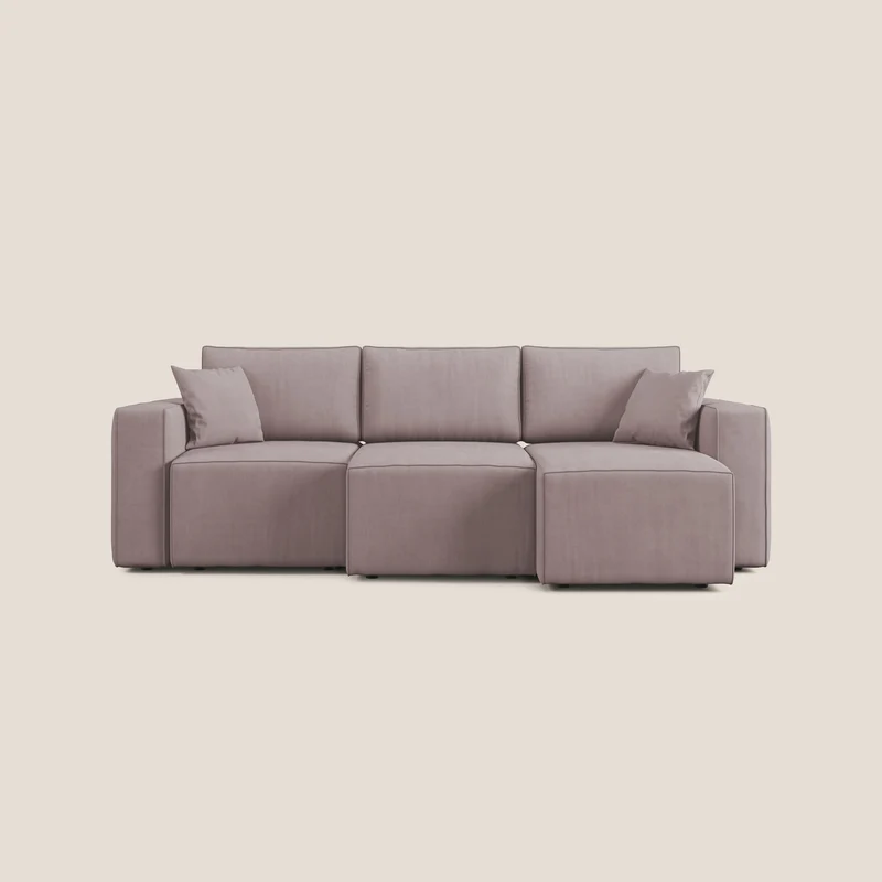 Morfeo Canapé avec 3 assises extractibles en tissu doux imperméable T02 rose