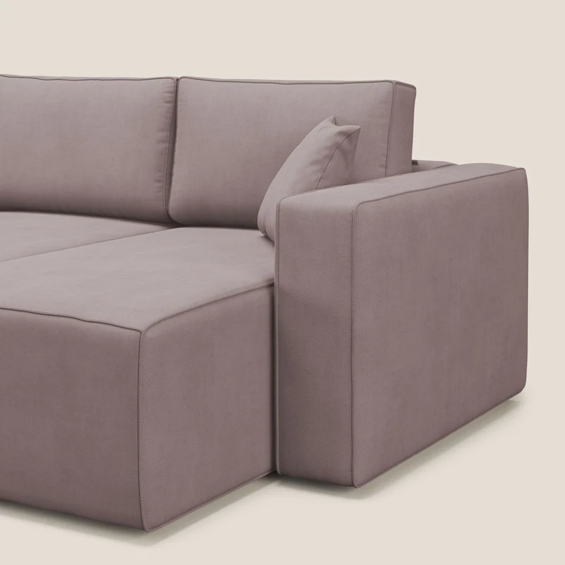 Morfeo Canapé avec 3 assises extractibles en tissu doux imperméable T02 rose