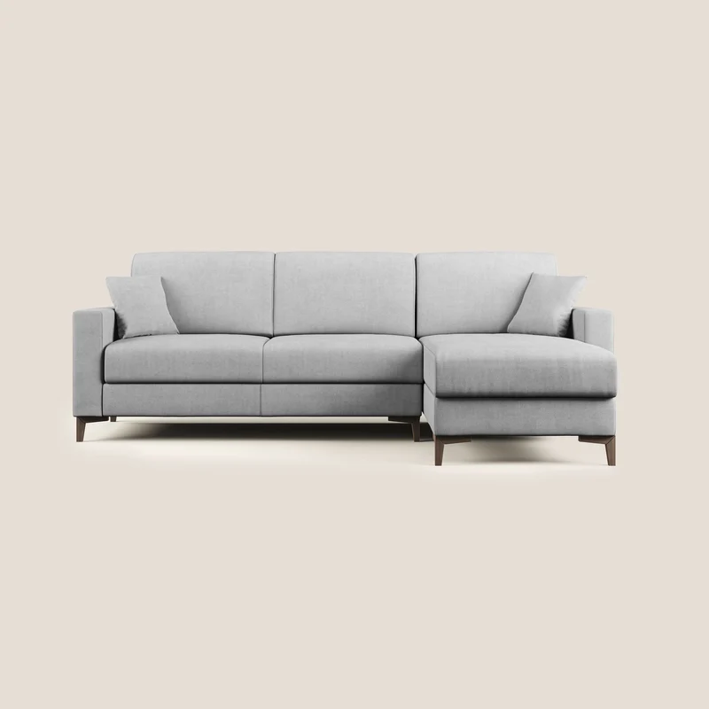 Kafka canapé d'angle convertible en tissu doux imperméable T02 gris clair