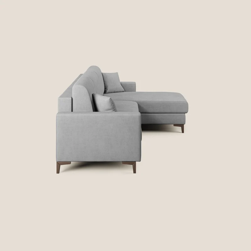 Kafka canapé d'angle convertible en tissu doux imperméable T02 gris clair
