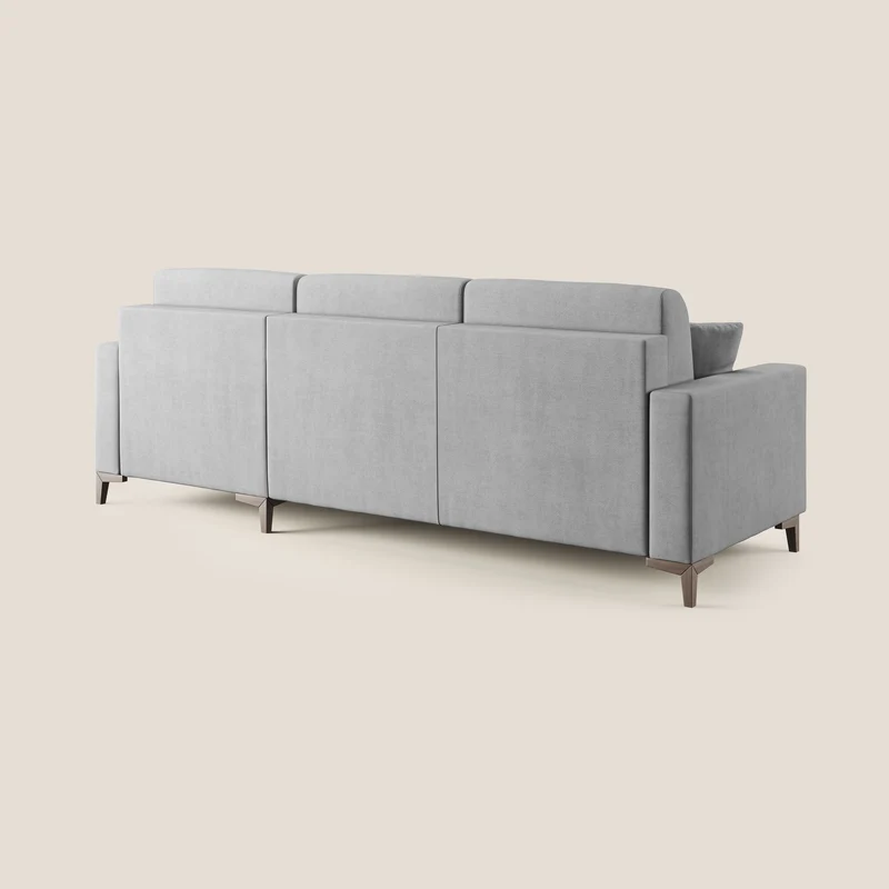 Kafka canapé d'angle convertible en tissu doux imperméable T02 gris clair