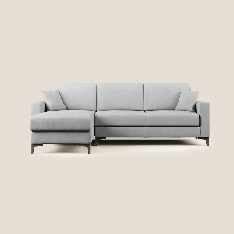 Kafka canapé d'angle convertible en tissu doux imperméable T02 gris clair