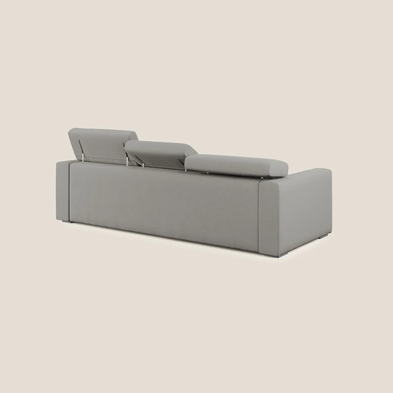 Dylan divano angolare con estraibile a cassettone in tessuto fiammato simil cotone impermeabile T19 beige