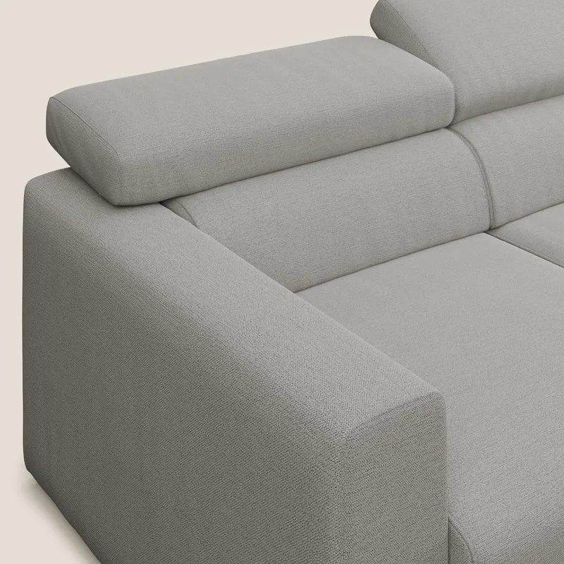 Dylan divano angolare con estraibile a cassettone in tessuto fiammato simil cotone impermeabile T19 beige