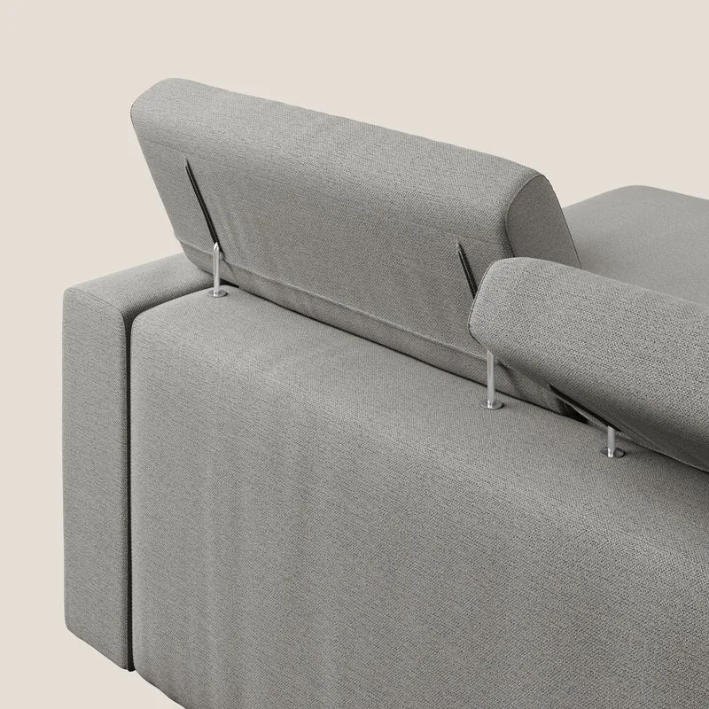 Dylan divano angolare con estraibile a cassettone in tessuto fiammato simil cotone impermeabile T19 beige