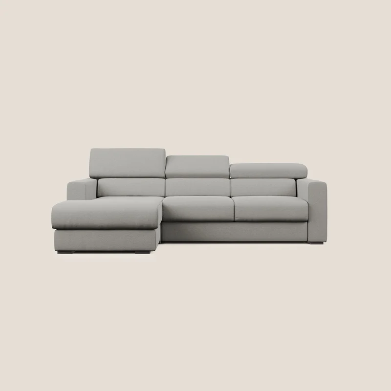 Dylan divano angolare con estraibile a cassettone in tessuto fiammato simil cotone impermeabile T19 beige
