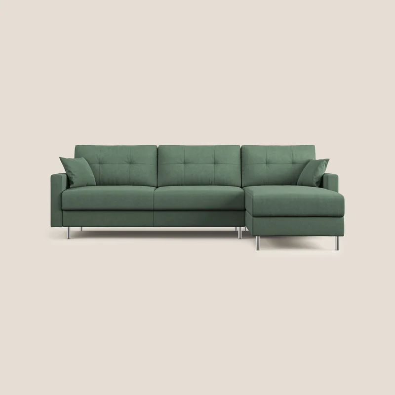 Megan canapé d'angle convertible en microfibre détachable T11 vert