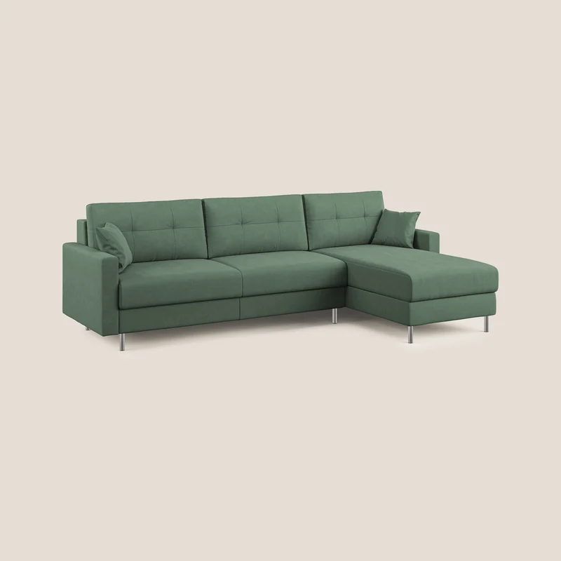 Megan canapé d'angle convertible en microfibre détachable T11 vert