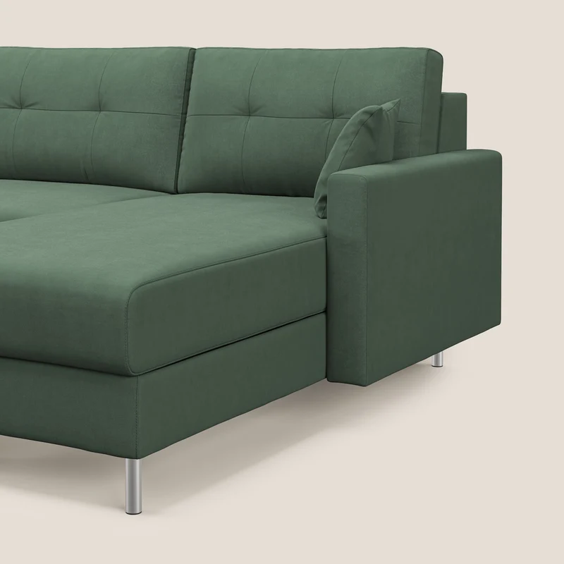 Megan canapé d'angle convertible en microfibre détachable T11 vert