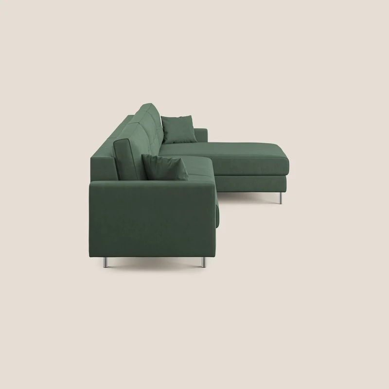 Megan canapé d'angle convertible en microfibre détachable T11 vert