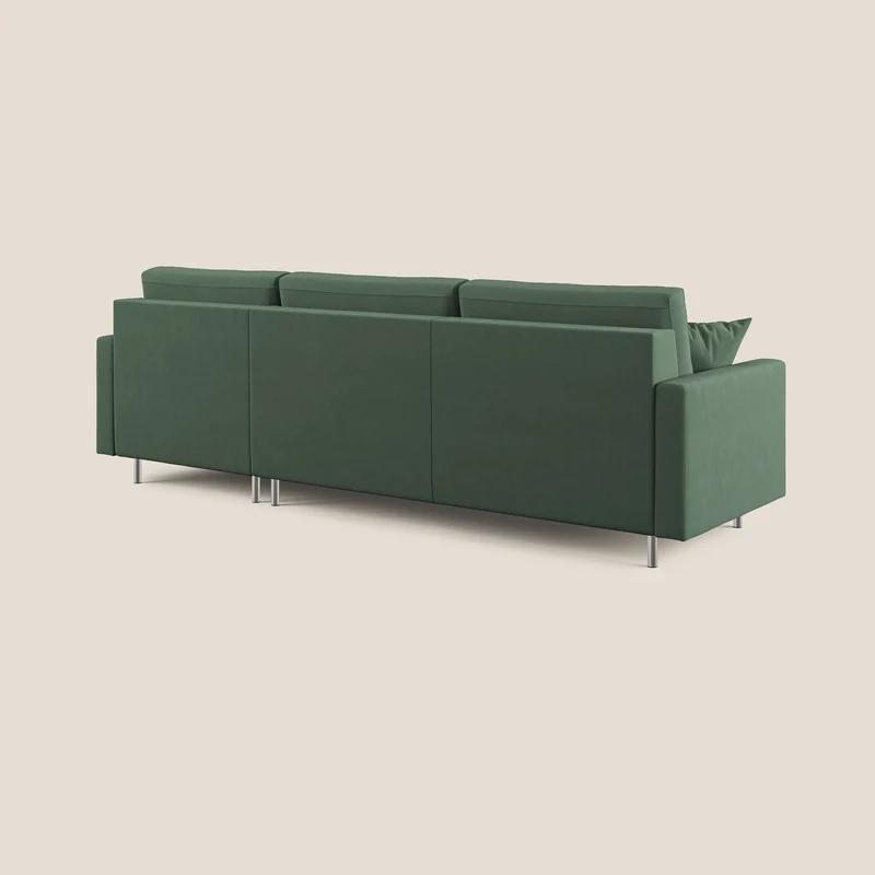 Megan canapé d'angle convertible en microfibre détachable T11 vert