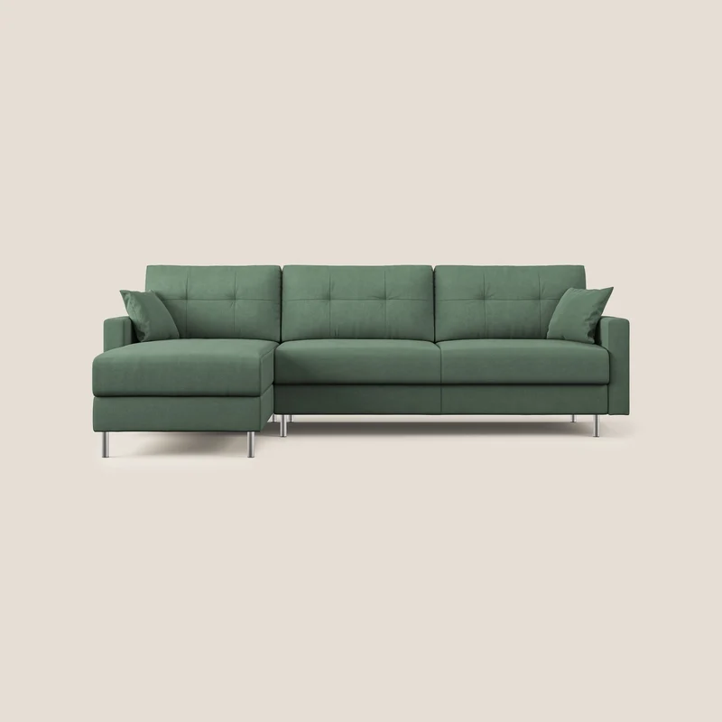 Megan canapé d'angle convertible en microfibre détachable T11 vert