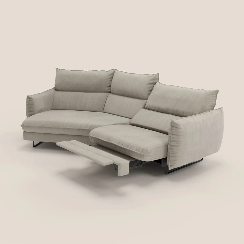 Monamour canapé d'angle au design moderne avec option relax électrique en microfibre détachable imperméable T11 Taupe tortora