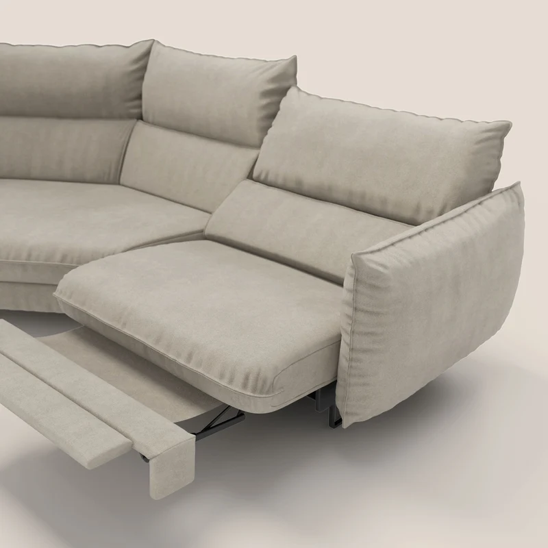 Monamour canapé d'angle au design moderne avec option relax électrique en microfibre détachable imperméable T11 Taupe tortora