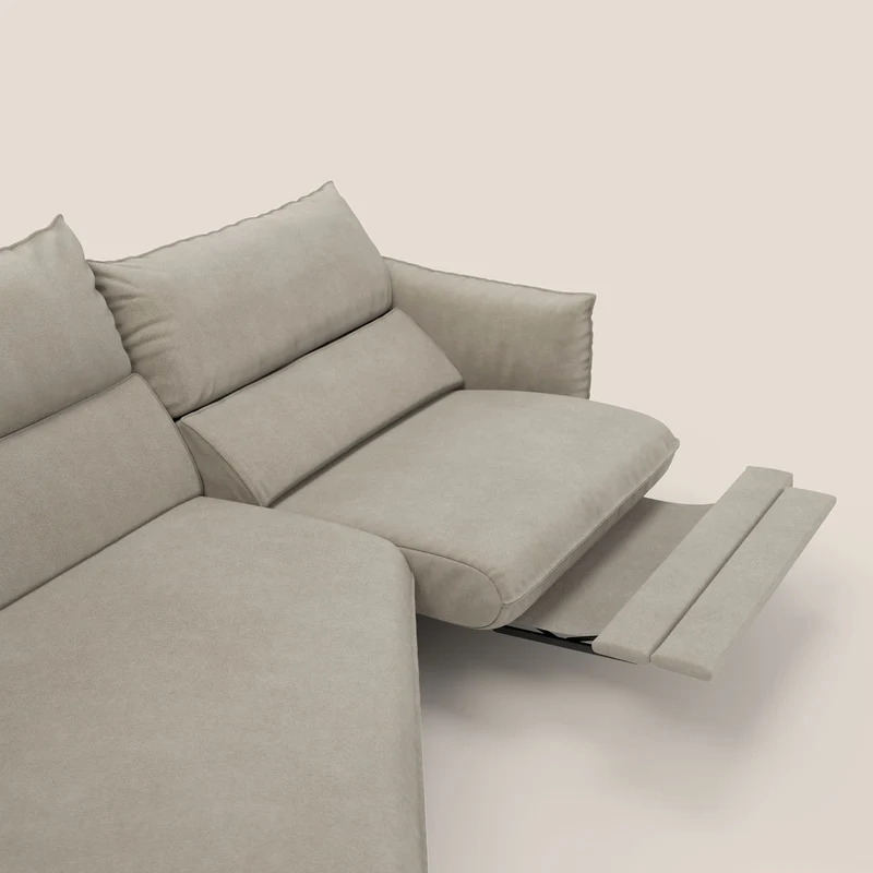 Monamour canapé d'angle au design moderne avec option relax électrique en microfibre détachable imperméable T11 Taupe tortora