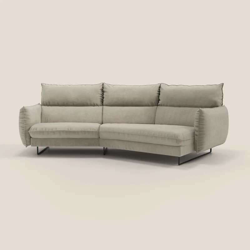 Monamour canapé d'angle au design moderne avec option relax électrique en microfibre détachable imperméable T11 Taupe tortora