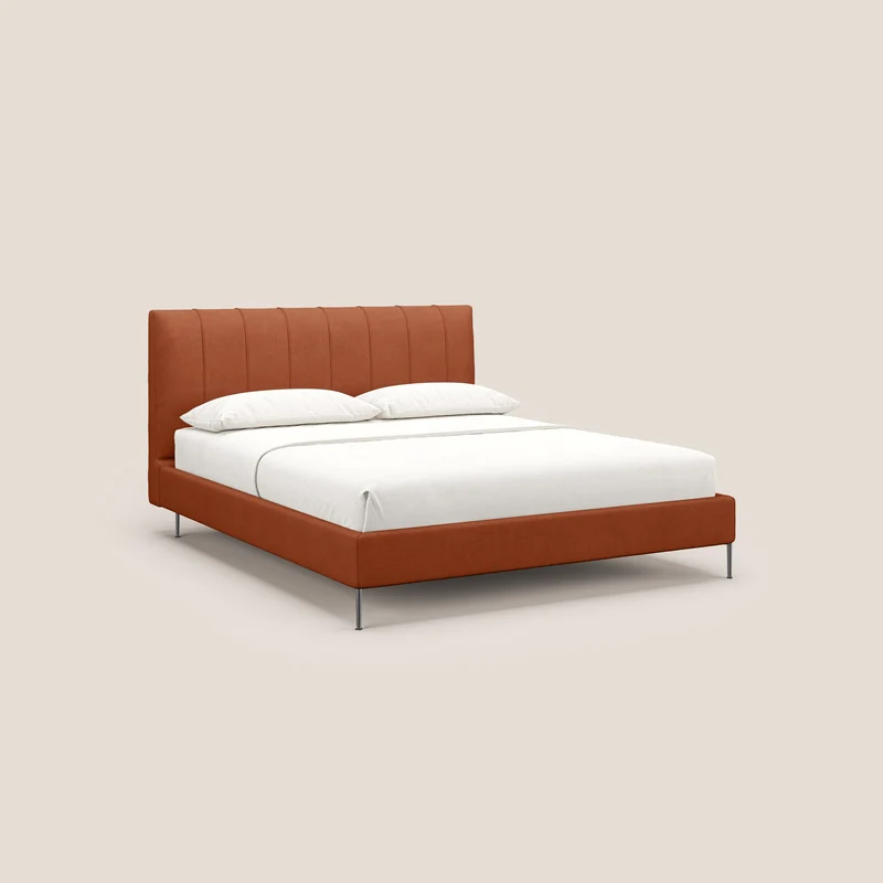 Calliope lit rembourré aux pieds hauts complètement déhoussable en tissu détachable T17 orange