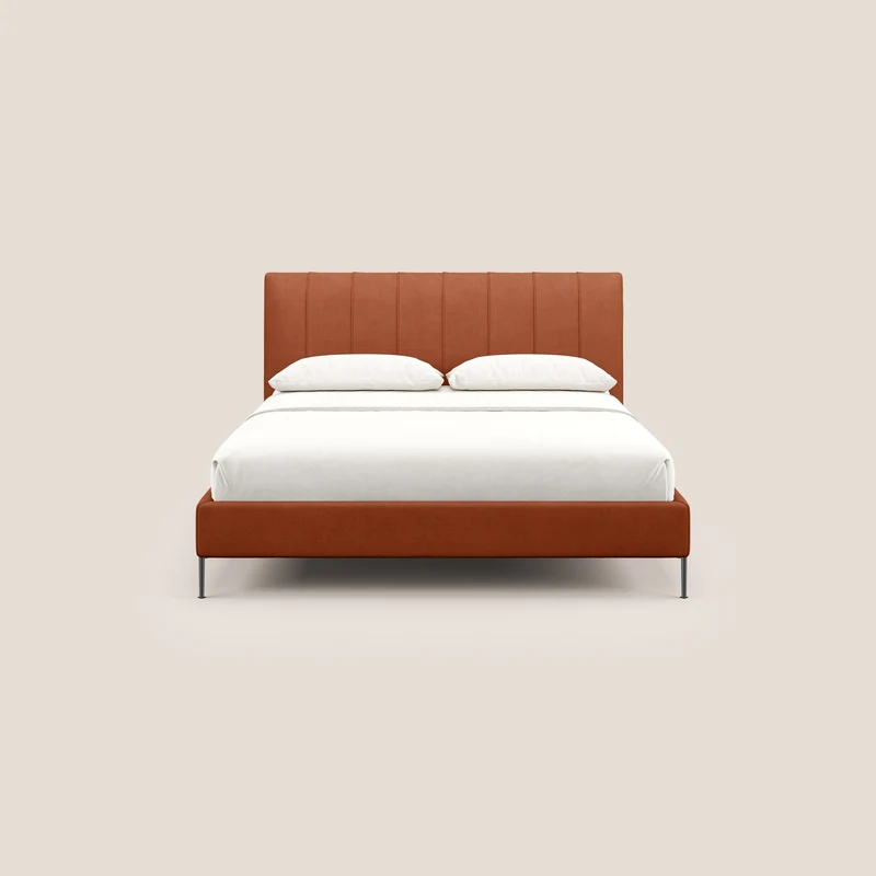 Calliope lit rembourré aux pieds hauts complètement déhoussable en tissu détachable T17 orange