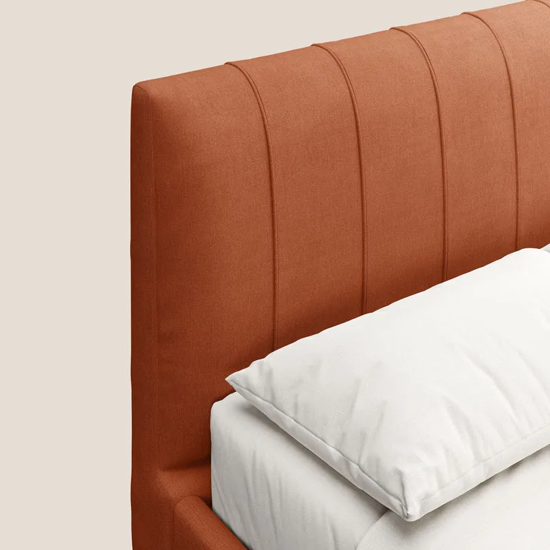 Calliope lit rembourré aux pieds hauts complètement déhoussable en tissu détachable T17 orange
