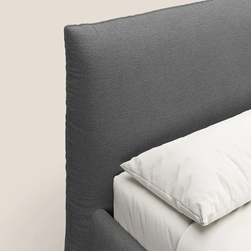 EROS lit rembourré en duvet d'oie avec coffre de rangement en bouclette précieuse détachable T16 anthracite