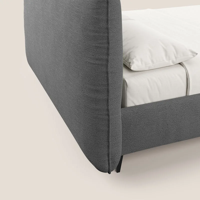 EROS lit rembourré en duvet d'oie avec coffre de rangement en bouclette précieuse détachable T16 anthracite