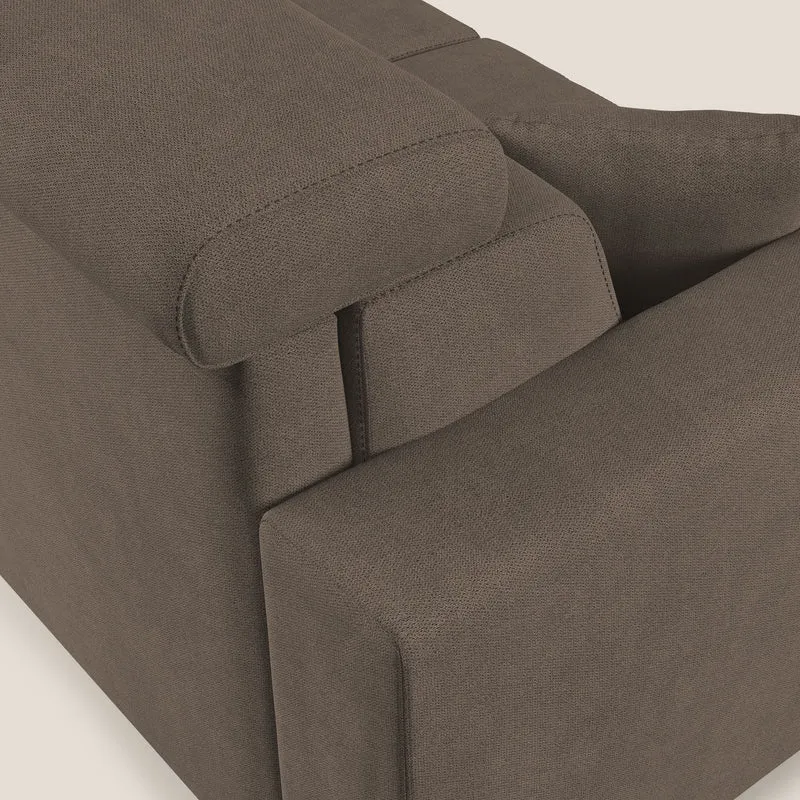 Pegaso canapé convertible d'angle avec têtières inclinables en tissu doux imperméable T02 marron