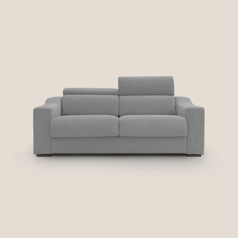Bomber Canapé convertible matrimonial avec têtières en tissu imperméable T14 gris clair
