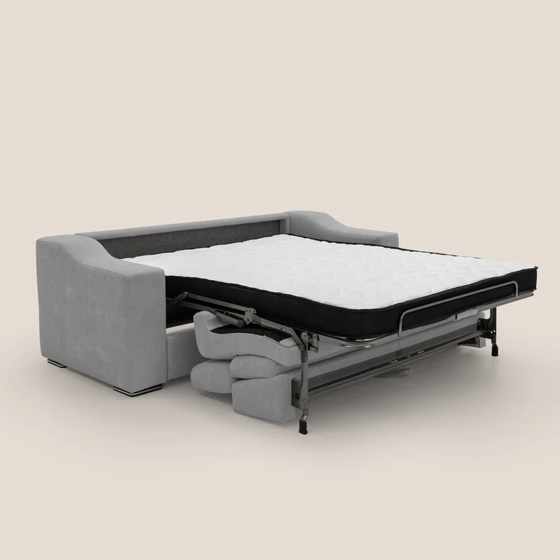 Bomber Canapé convertible matrimonial avec têtières en tissu imperméable T14 gris clair