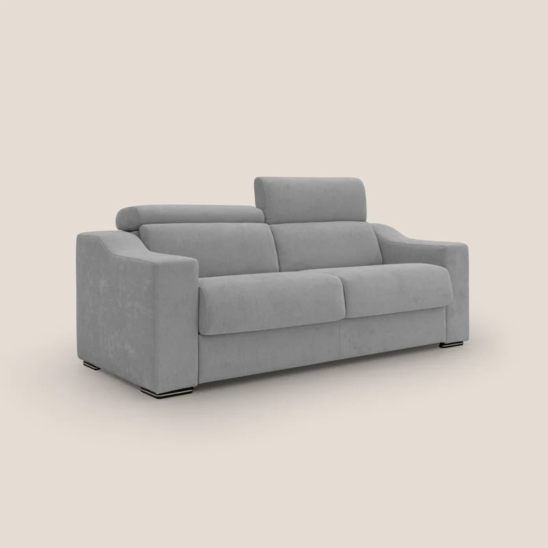 Bomber Canapé convertible matrimonial avec têtières en tissu imperméable T14 gris clair